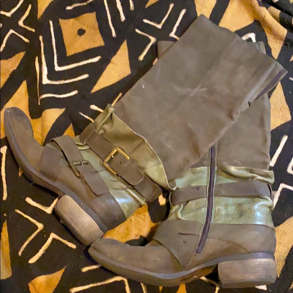 Boutique 9 Flat Army green boots